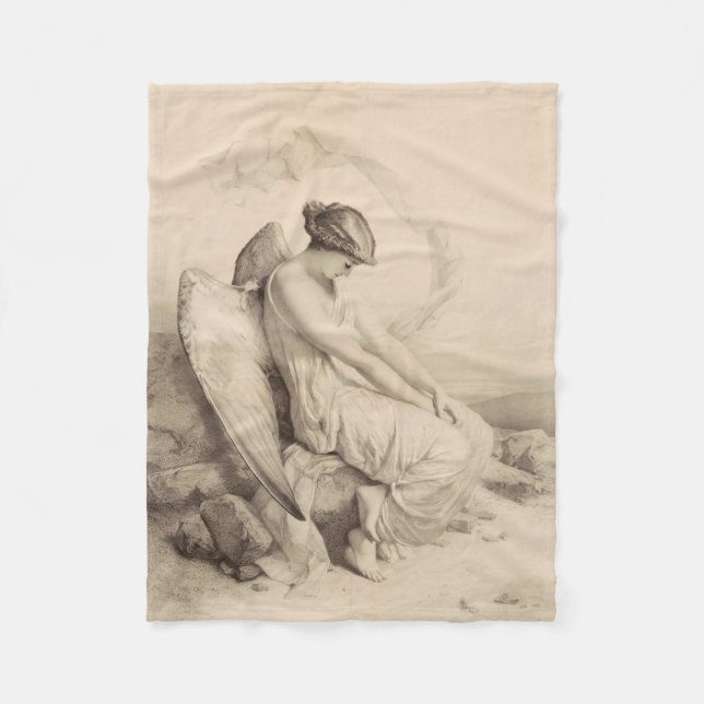 Manta Polar Ángel cristiano sentado sobre una piedra (Anverso)