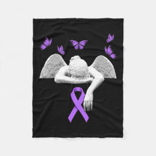 Manta Polar Ángel de concienciación lazo morado mariposa 