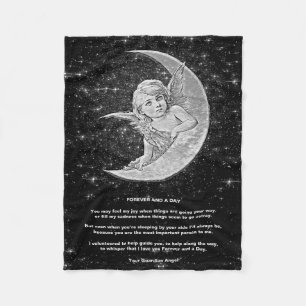 Manta Polar Ángel de la guarda: negro y blanco