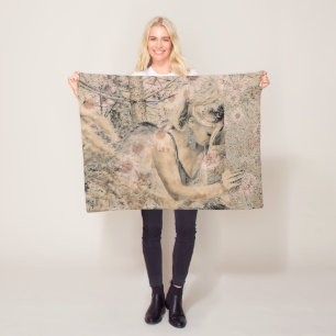 Manta Polar Ángel Elegante Boho Floral Sepia Antique