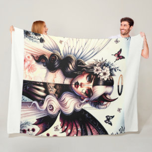 Manta Polar Ángel Medio Diablo Oscura Belleza Hada de Ala Rota