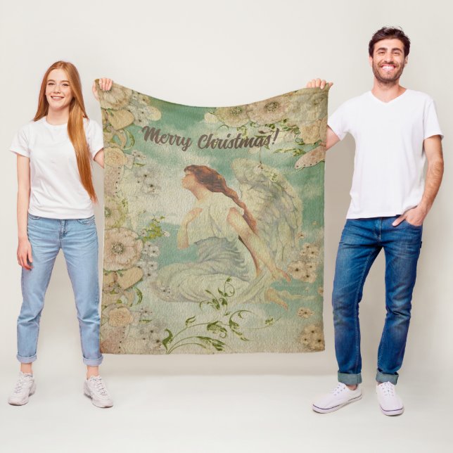 Manta Polar Ángel White Flowers Blue Sky (In situ)