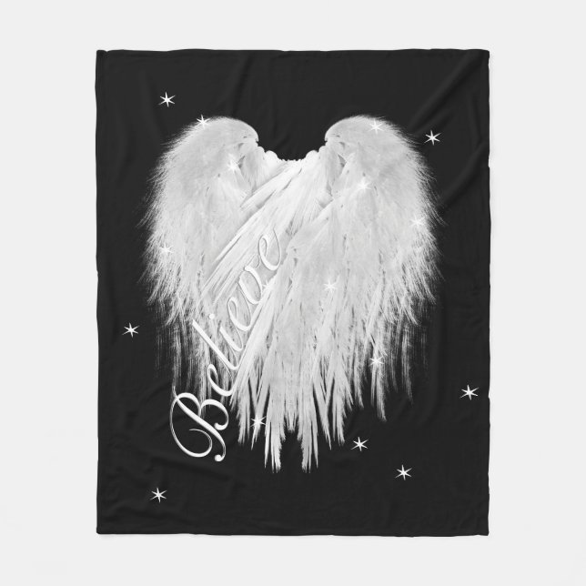 Manta Polar ANGEL WINGS ‘Believe’ Heart Black Starry (Anverso)