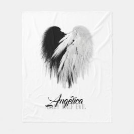 Manta Polar ANGEL WINGS CORAZÓN Negro + Blanco sólo mitad Mal 