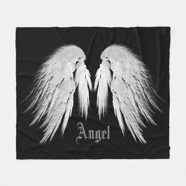 Manta Polar ANGEL WINGS Custom Name Black (Frente (Horizontal))
