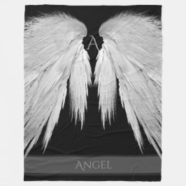 Manta Polar ANGEL WINGS Monograma Nombre Negro