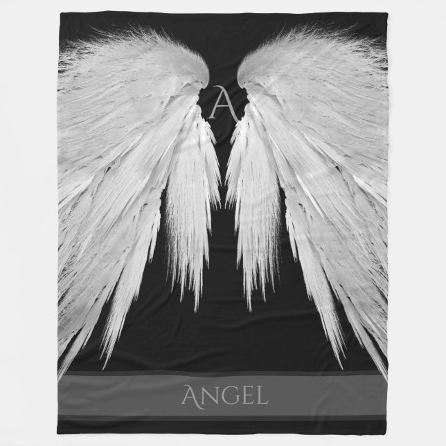 Manta Polar ANGEL WINGS Monograma Nombre Negro (Anverso)