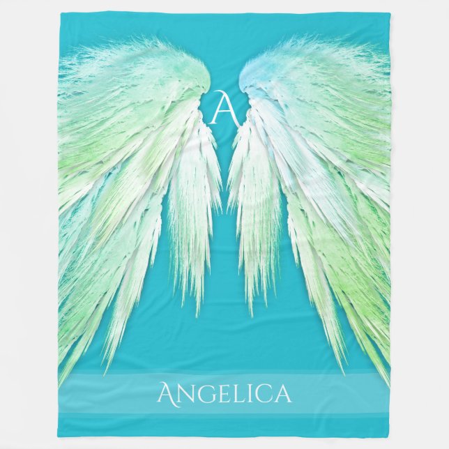 Manta Polar ANGEL WINGS Monograma Nombre Ombre fresco (Anverso)