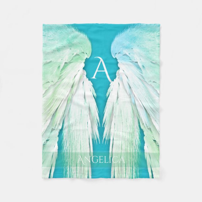 Manta Polar ANGEL WINGS Monograma Nombre Ombre fresco (Anverso)