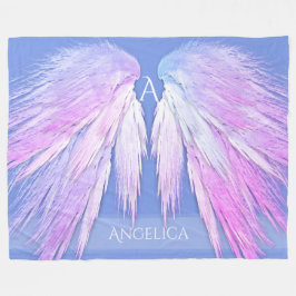 Manta Polar ANGEL WINGS Monograma Sueño Azul suave rosado