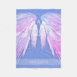 Manta Polar ANGEL WINGS Monograma Sueño Azul suave rosado