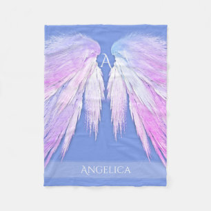 Manta Polar ANGEL WINGS Monograma Sueño Azul suave rosado