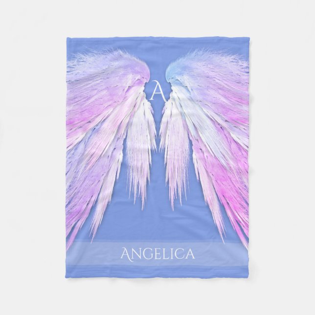 Manta Polar ANGEL WINGS Monograma Sueño Azul suave rosado (Anverso)