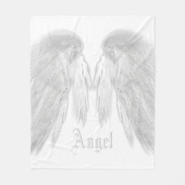 Manta Polar ANGEL WINGS Nombre personalizado Blanco