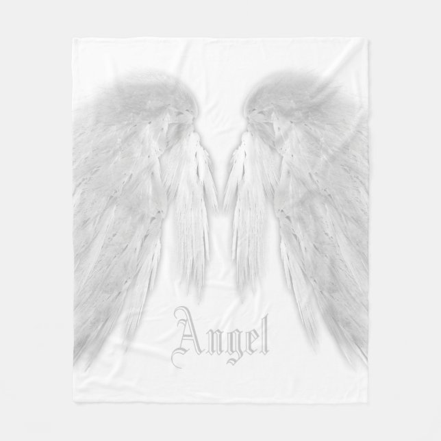 Manta Polar ANGEL WINGS Nombre personalizado Blanco (Anverso)