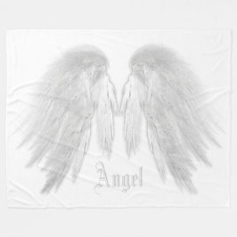 Manta Polar ANGEL WINGS Nombre personalizado Blanco gris