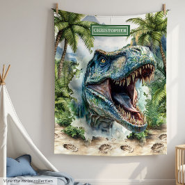 Manta Polar Angry T-Rex Blanket Nombre personalizado para niño