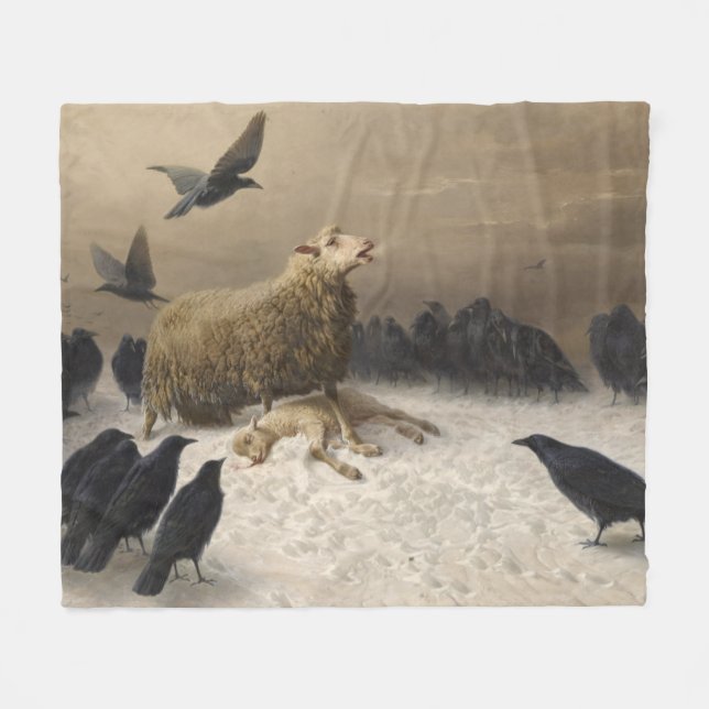 Manta Polar Anguila: Oveja con cordero muerto (Frente (Horizontal))