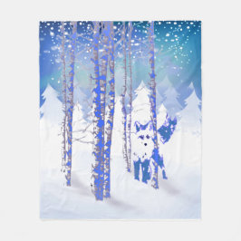 Manta Polar Animal Fox de Blue Winter Forest