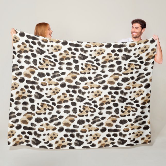 Manta Polar Animal Leopardo Negro Marrón Crema   (In situ)