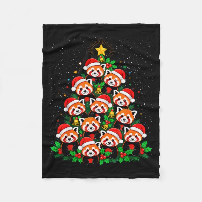 Manta Polar Animal Xmas Tree Santa Hat Red Panda Christmas  (Anverso)