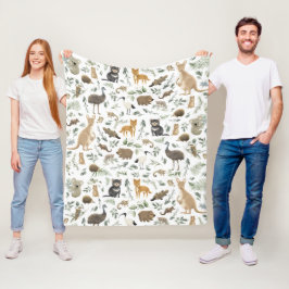 Manta Polar Animales australianos caprichosos verdes Eucalyptu