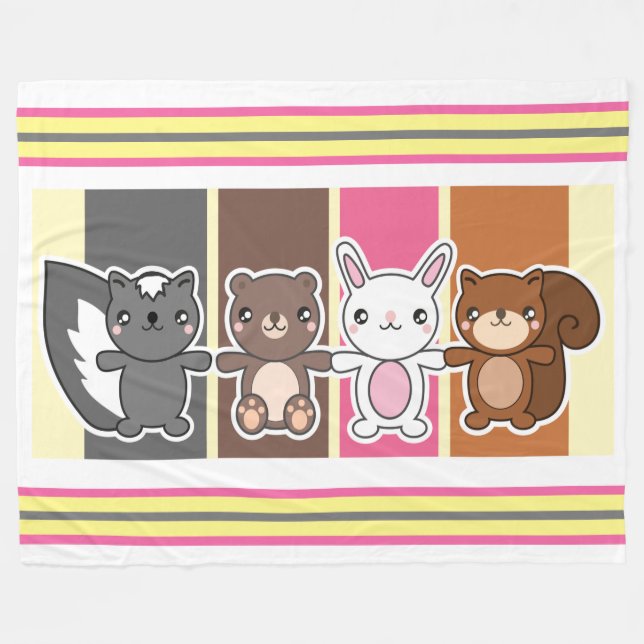 Manta Polar Animales Bebés (Frente (Horizontal))