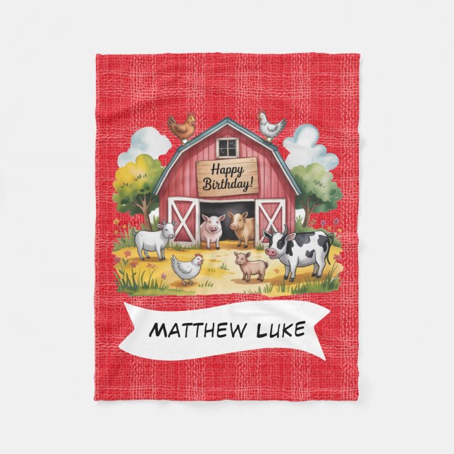 Manta Polar Animales de Barnyard 1.ª. Regalo de fiesta de cump (Anverso)