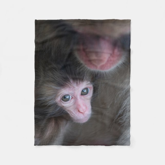 Manta Polar Animales de bebé más afectados | Bebé Macaque Mono (Anverso)