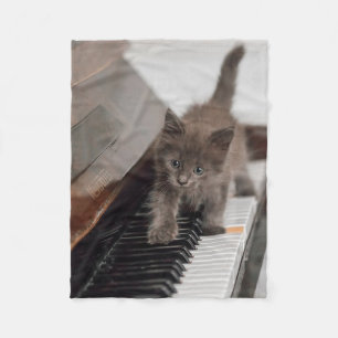 Manta Polar Animales de bebé más afectados Gatito en piano
