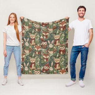 Manta Polar Animales de Bosque Patrón de Navidad – Lindo Invie