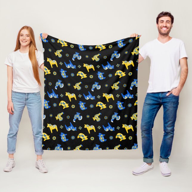 Manta Polar Animales de la granja folk dala sueca l azul y ama (In situ)