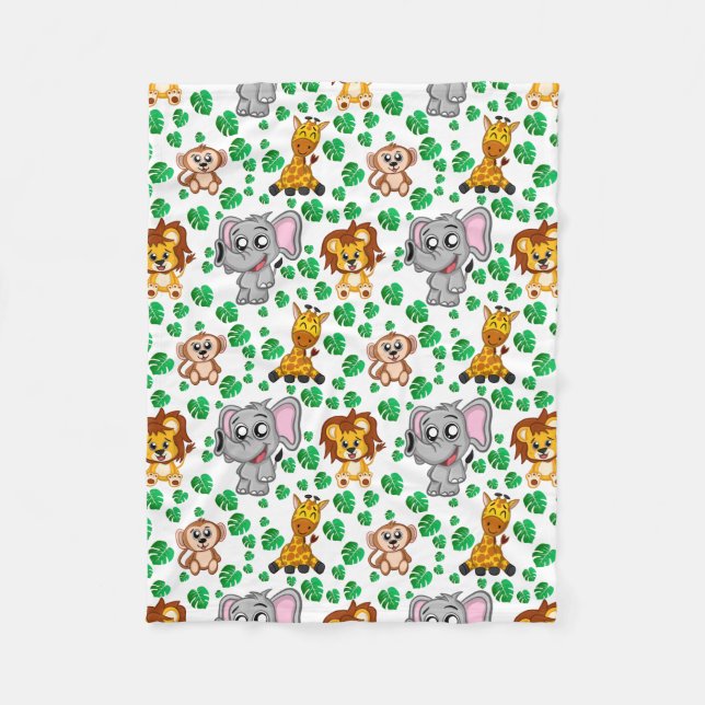 Manta Polar Animales de la jungla adornan el patrón de Persona (Anverso)