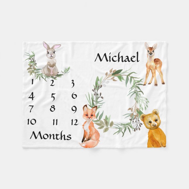 Manta Polar Animales de Woodland Adorables Fox Milestone Keeps (Frente (Horizontal))