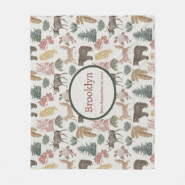 Manta Polar Animales de Woodland: Bebés, zorros, búhos.