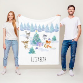 Manta Polar Animales forestales bailando alrededor del árbol d