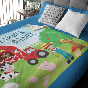 Manta Polar Animales, granjeros y tractores de Personalizado C