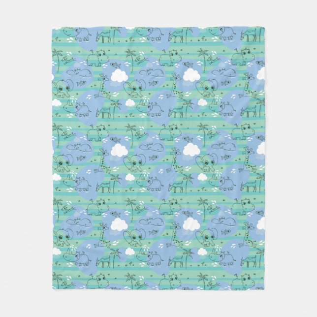 Manta Polar Animales lindos que juegan con agua 3 (Anverso)