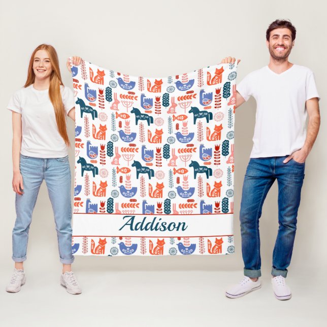 Manta Polar Animales Woodland de arte folclórico personalizado (In situ)