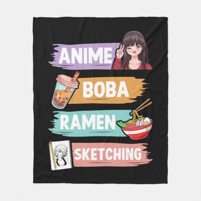 Manta Polar Anime Boba Ramen Sketching Otaku Kawaii Anime Chic (Anverso)