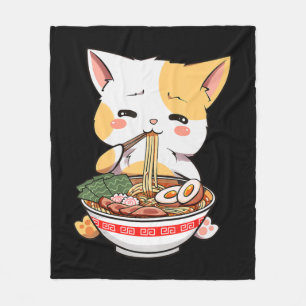 Manta Polar Anime Bowl de gato de Ramen Kawaii Neko Gir de niñ