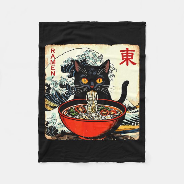 Manta Polar Anime Cat Ramen Japanese Funny Graphic Tees Kawaii (Anverso)
