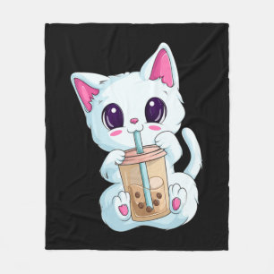 Manta Polar Anime De Té Boba Para Mujeres Kawaii Bubble Tea Ne