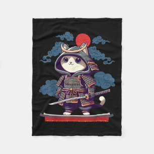 Manta Polar Anime del gato japonés samurai tattoo Kawaii Ninja