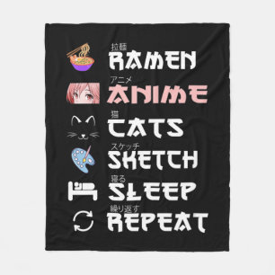 Manta Polar Anime japones ramen dibujando al gato Anime Lover 