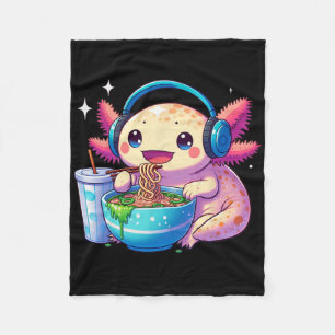 Manta Polar Anime Kawaii Axolotl Comer fideos Ramen Niños Tee