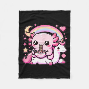 Manta Polar Anime Kawaii Axolotl Comer fideos Ramen Niños Tee