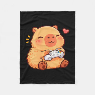 Manta Polar Anime kawaii de capibara femenino jugando videojue