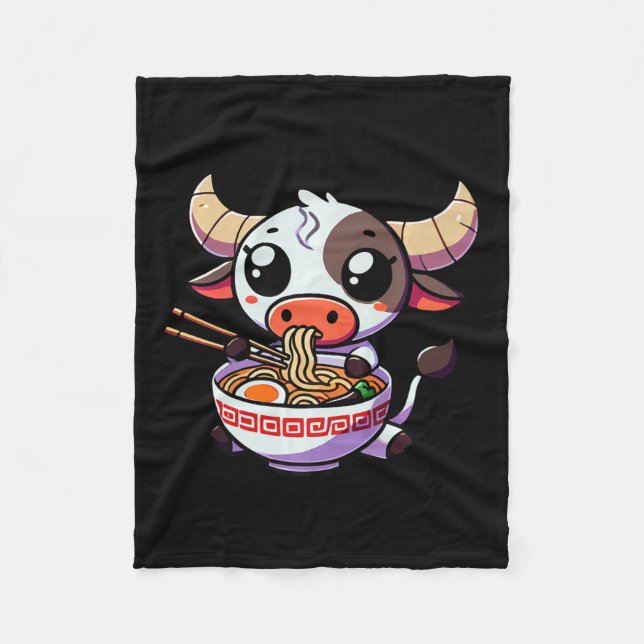 Manta Polar Anime Kawaii Texas Cow come fideos de ropa de Rame (Anverso)