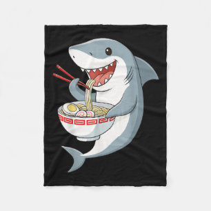 Manta Polar Anime Kawaii Tiburón comiendo fideos de Ramen rega